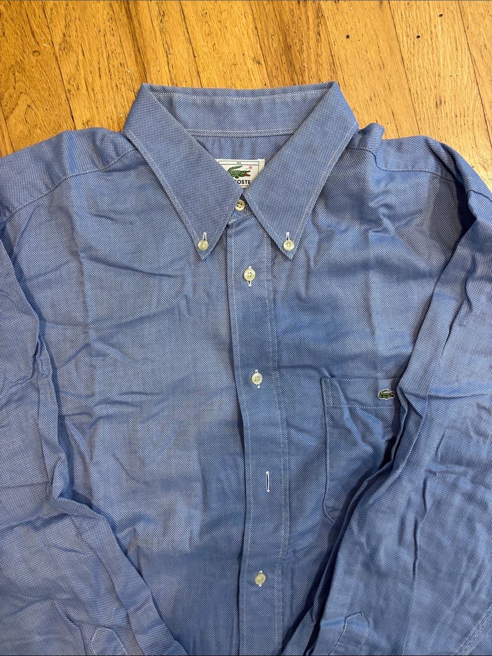Lacoste Men’s Light Blue Button-Down Shirt with Chest Pocket